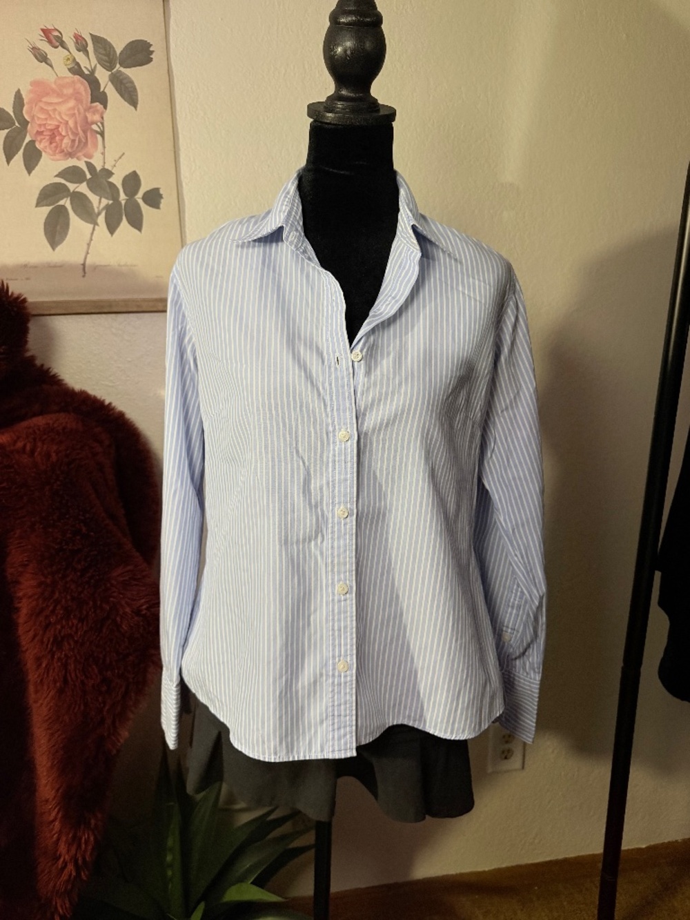 Jockey Blue and White Striped Button Down Shirt